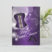 ランジェリーの紫色のブライダルシャワーのパーティー 招待状 (スタンド正面)