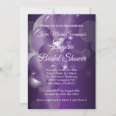 ランジェリーの紫色のブライダルシャワーのパーティー 招待状 (裏面)