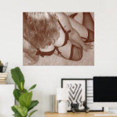 ランジェリーの美しいブードワール女性 ポスター (ホームオフィス)