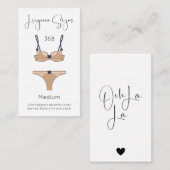 ランジェリーサイズモダンブライダルシャワー挿入カード エンクロージャーカード (正面/裏面)
