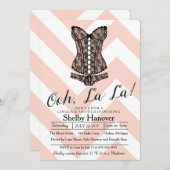 ランジェリーシャワーおーら |ピンクシェブブラックレース 招待状 (正面/裏面)