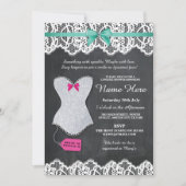 ランジェリーシャワーシルバーグリッターコルセットミント招待状 招待状 (正面)