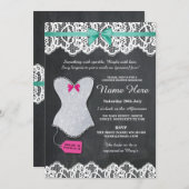 ランジェリーシャワーシルバーグリッターコルセットミント招待状 招待状 (正面/裏面)