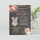 ランジェリーシャワーチョークコルセットフラワーズ招待状ピンク 招待状 (スタンド正面)