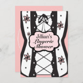 ランジェリーシャワーパーティーヴィンテージコルセット招待状 招待状 (正面/裏面)