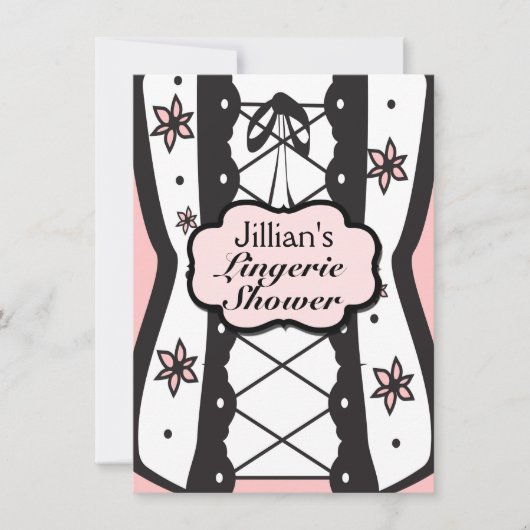 ランジェリーシャワーパーティーヴィンテージコルセット招待状 招待状 (正面)