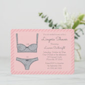 ランジェリーシャワーピンクストライプ招待状 招待状 (スタンド正面)