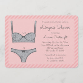 ランジェリーシャワーピンクストライプ招待状 招待状