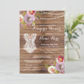 ランジェリーシャワーブライダルパーティウッドフローラ招待状 招待状 (スタンド正面)