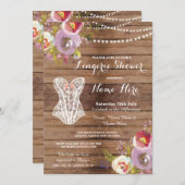ランジェリーシャワーブライダルパーティウッドフローラ招待状 招待状 (正面/裏面)