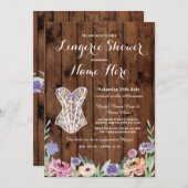 ランジェリーシャワーブライダルパーティウッドフローラ招待状 招待状 (正面/裏面)