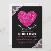 ランジェリーシャワーブライダルパーティピンクハートレース 招待状 (正面)