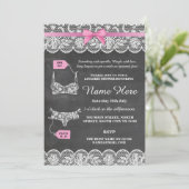 ランジェリーシャワーブライダルパーティピンクボウレース招待状 招待状 (スタンド正面)