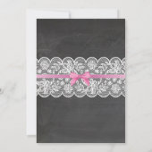 ランジェリーシャワーブライダルパーティピンクボウレース招待状 招待状 (裏面)