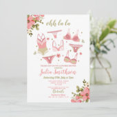 ランジェリーシャワーブライダルパーティフローラフェミニンピンク 招待状 (スタンド正面)