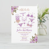ランジェリーシャワーブライダルパーティフローラフェミニン薄紫 招待状 (スタンド正面)