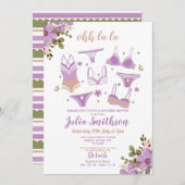 ランジェリーシャワーブライダルパーティフローラフェミニン薄紫 招待状 (正面/裏面)