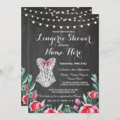 ランジェリーシャワーブライダルパーティレッドチョーク招待状 招待状 (正面/裏面)