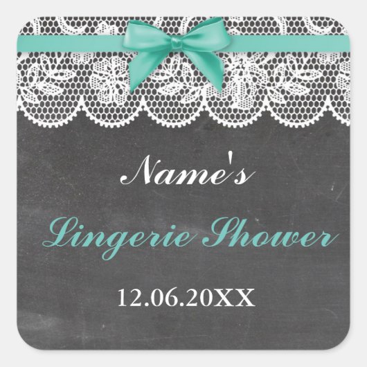 ランジェリーシャワーブライダルパーティレースステッカーラベル スクエアシール (正面)