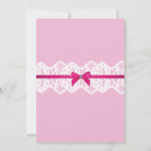 ランジェリーシャワーブライダルパーティ金ゴールドピンクコルセット 招待状 (裏面)