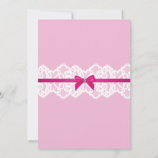 ランジェリーシャワーブライダルパーティ金ゴールドピンクコルセット 招待状 (裏面)