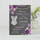 ランジェリーシャワーブライダルパープルチョークフローラ招待状 招待状 (スタンド正面)