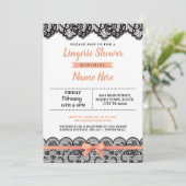 ランジェリーシャワーボウ招待状ピーチブラックレース 招待状 (スタンド正面)