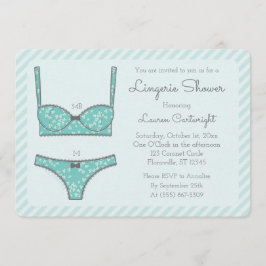 ランジェリーシャワーミントグリーンストライプ招待状 招待状