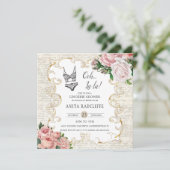 ランジェリーシャワーヴィンテージフランスのバラアンティークフレーム 招待状 (スタンド正面)