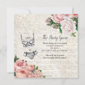 ランジェリーシャワーヴィンテージフランスのバラアンティークフレーム 招待状 (裏面)