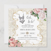 ランジェリーシャワーヴィンテージフランスのバラアンティークフレーム 招待状 (正面)