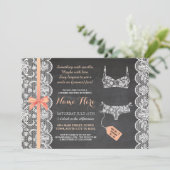 ランジェリーシャワー招待状コーラルブライダルパーティレース 招待状 (スタンド正面)