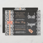 ランジェリーシャワー招待状コーラルブライダルパーティレース 招待状 (正面/裏面)