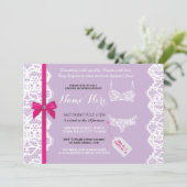 ランジェリーシャワー招待状パープルブライダルパーティレース 招待状 (スタンド正面)
