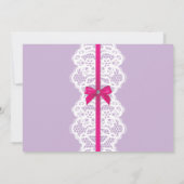 ランジェリーシャワー招待状パープルブライダルパーティレース 招待状 (裏面)