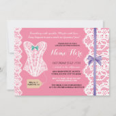 ランジェリーシャワー招待状ピンクブライダルパーティレース 招待状 (正面)
