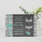 ランジェリーシャワー招待状ミントブライダルパーティレース 招待状 (スタンド正面)