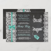 ランジェリーシャワー招待状ミントブライダルパーティレース 招待状 (正面/裏面)