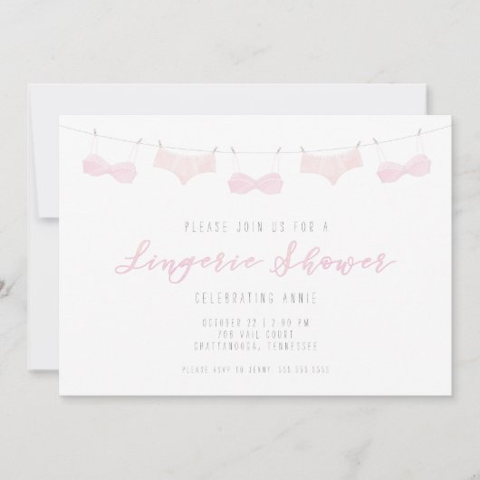 ランジェリーシャワー招待状 – 水彩 招待状 (正面)