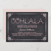 ランジェリーシャワー招待状 黒板＆ピンク 招待状 (正面/裏面)