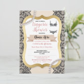 ランジェリーシャワー金ゴールドクリームレースブラパール 招待状 (スタンド正面)