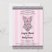 ランジェリーシャワー。ピンクエレガントブライダルパーティ 招待状 (正面)