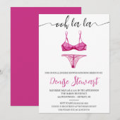 ランジェリーシャワー、ブラック、ホワイト、ピンク、ブライダルシャワー 招待状 (正面/裏面)