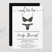 ランジェリーシャワー、白黒、ブライダルシャワー 招待状 (正面/裏面)