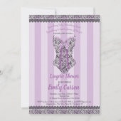 ランジェリーシャワー。紫のエレガントなブライズパーティ 招待状 (正面)