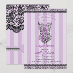 ランジェリーシャワー。紫のエレガントなブライズパーティ 招待状