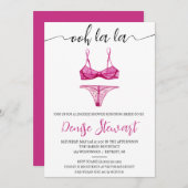 ランジェリーシャワー，黒，白，ピンク，ブライダルシャワー 招待状 (正面/裏面)