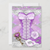 ランジェリーパーティーパープル鍵コレットマスクシルバー 招待状 (正面)