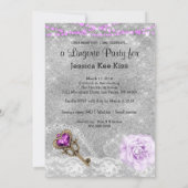 ランジェリーパーティーパープル鍵コレットマスクシルバー 招待状 (裏面)