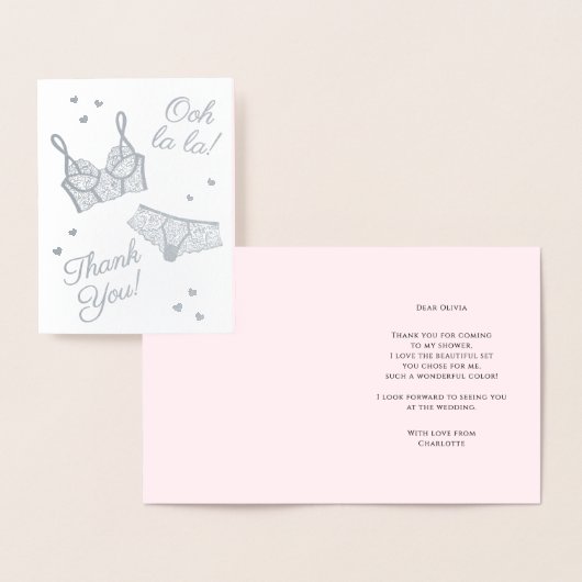 ランジェリーパーティーブライダルシャワーパンティパーティーありがとう 箔カード (ディスプレー)